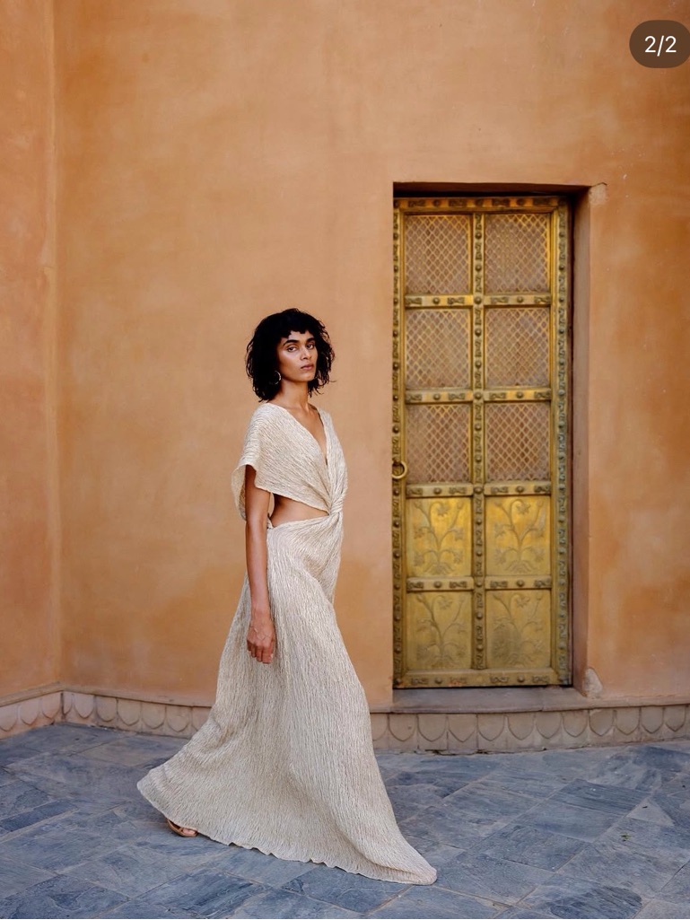 Nwt Savannah Morrow Fiori Twist-Front Maxi Dress In Ivory Size Xs